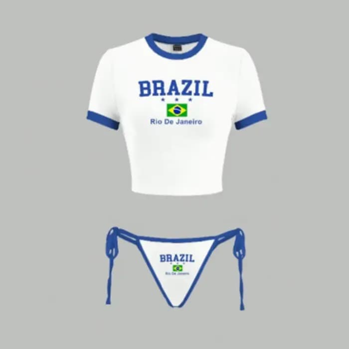 Maillot de bain femme, bikini drapeau brésilien