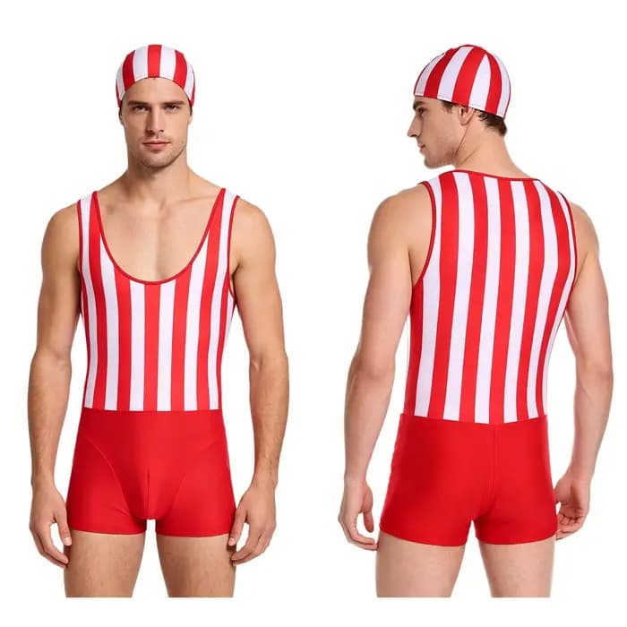 Maillot de bain une pièce pour homme à rayures arc-en-ciel