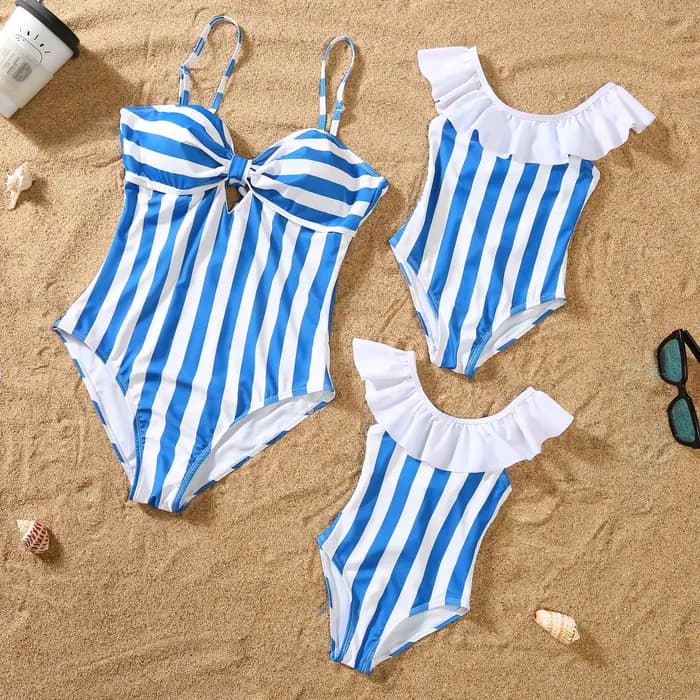 Famille maillot de bain mère fille maillots de bain père fils short de bain 2023 été rayé maman et fille Bikini costume correspondant tenue