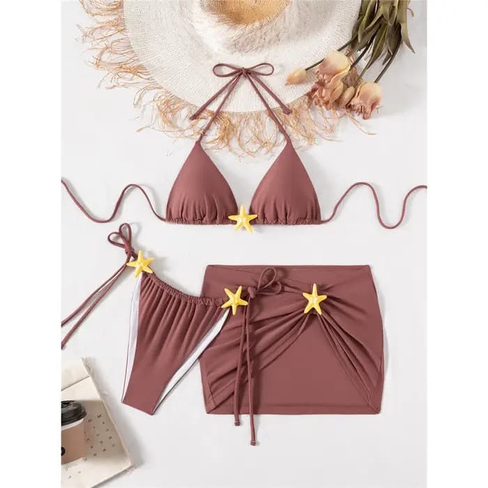 Maillot de bain femme trois pièces avec jupe