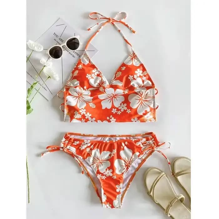 Cikini-Ensemble bikini licou à imprimé floral pour femme