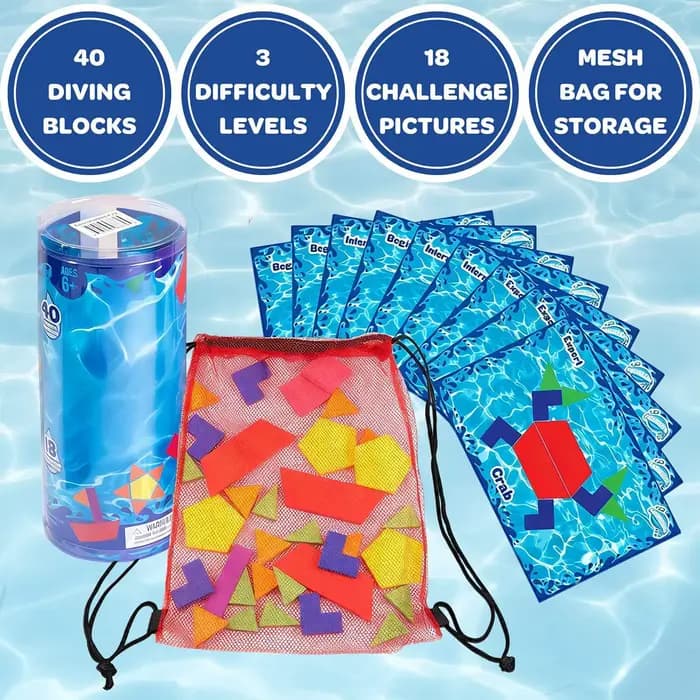 Jeu de Pêche aux Trésors Sous-Marins pour Enfants - Jouets de Piscine et d'Étanche pour la Recherche de Gemmes - Jeux de Natation Amusants - Accessoires de Plongée pour Enfants