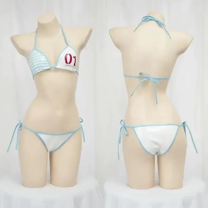 Tenue de cosplay anime japonaise mignonne pour fille, bikini en cuir, dos nu, mini-lingerie à bandes, maillot de bain, vêtements de nuit