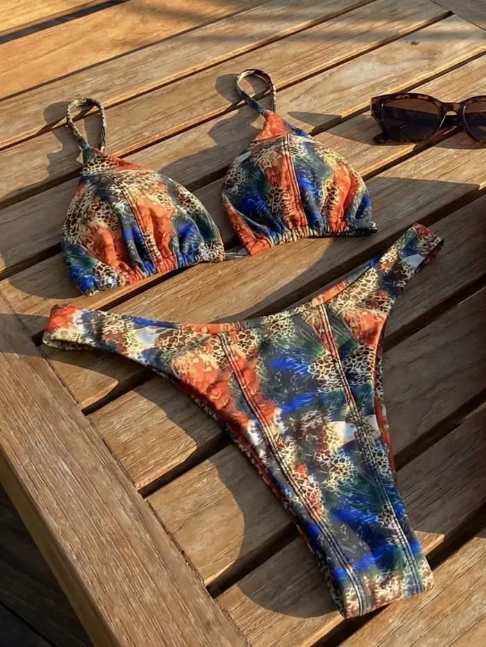 Maillot de bain micro sexy pour femme, ensemble bikini brésilien imprimé, string, tenue de plage