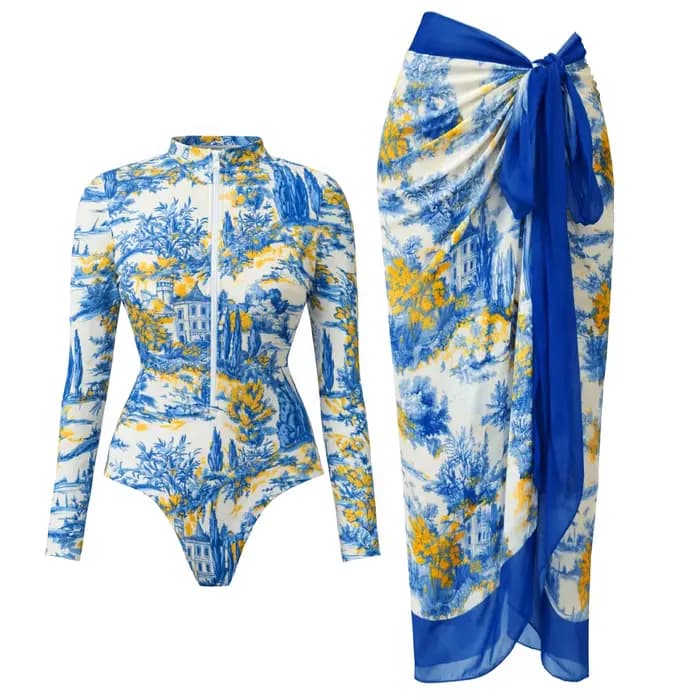 Maillot de bain une pièce sexy avec paréo tendance pour femme