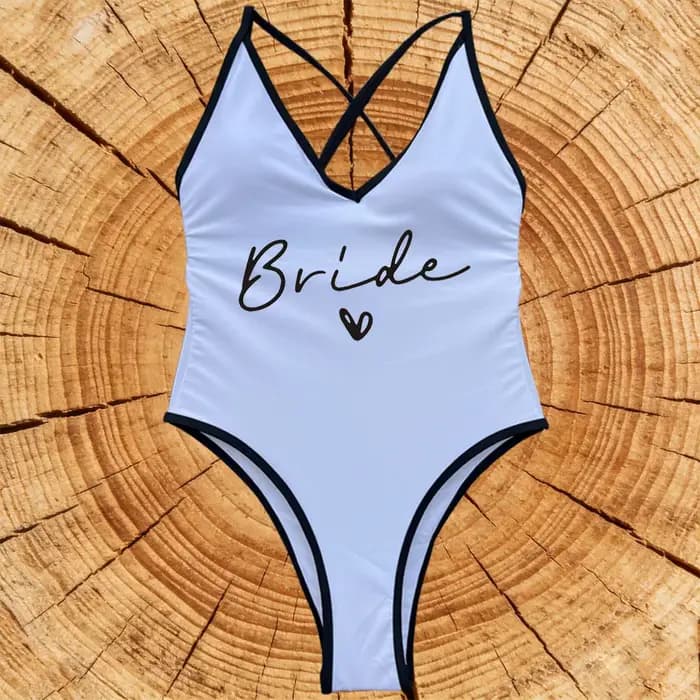 Femmes maillots de bain de mariée rembourré maillot de bain équipe mariée une pièce Bachelorette fête body poule fête maillot de bain mariage maillots de bain