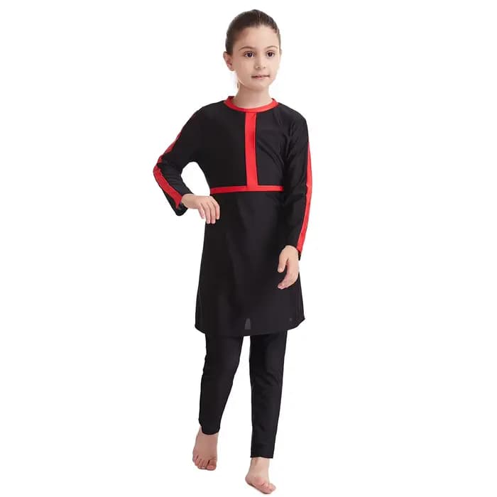 Maillot de Bain Islamique Modeste pour Bol aniques, Burkini, Ensemble 3 Pièces pour Enfants Musulmans, Manches sulf, Couverture Complète, Bonnet de Natation