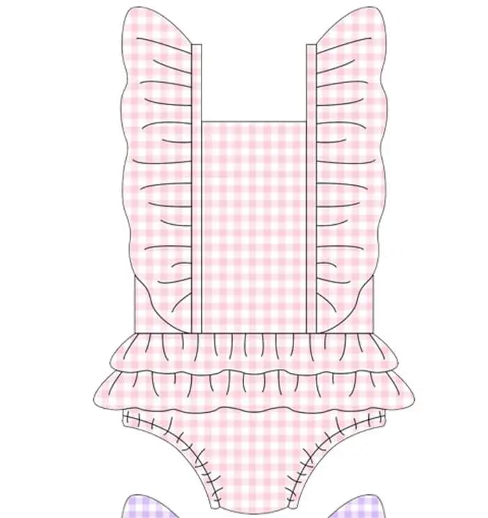 Nouveau maillot de bain une pièce à volants imprimé à carreaux uni pour fille, style vacances en bord de mer en soie de lait