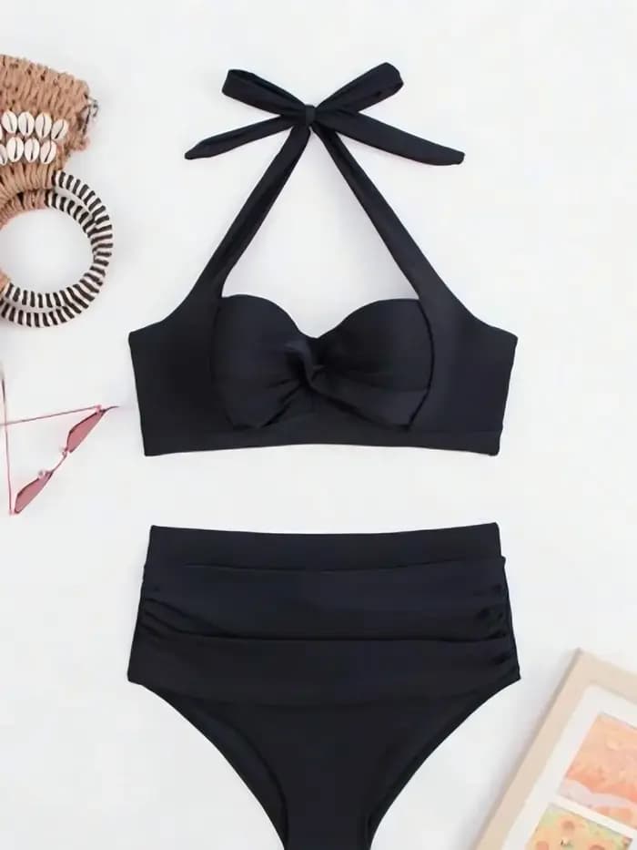 2026 Sexy licou String Bikini femmes taille haute maillots de bain femme torsion maillot de bain solide baigneurs maillot de bain maillots de bain