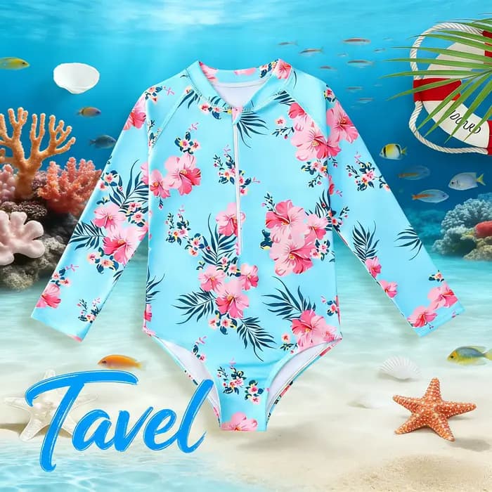 Maillot de bain une pièce à manches longues pour filles