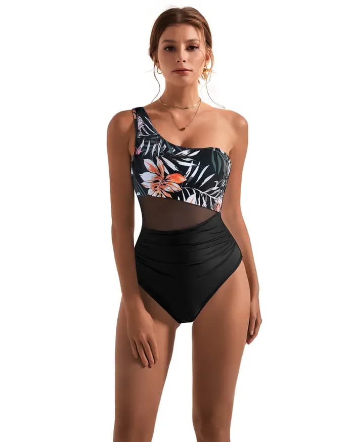 Maillot de bain une pièce à une épaule pour femmes