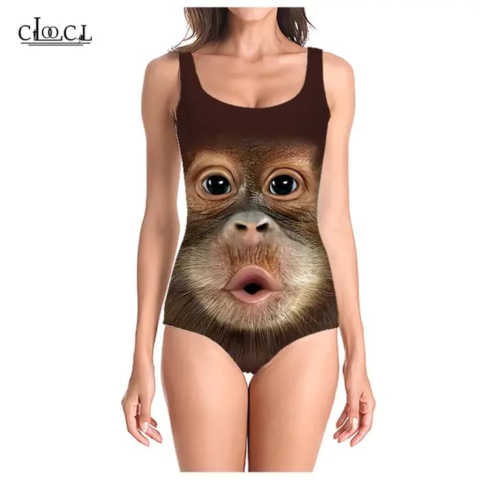 CLOOCL − Maillot de bain une pièce, imprimé singe 3D, animal, amusant, pour femmes, tenue de bain, sexy, nouvelle mode