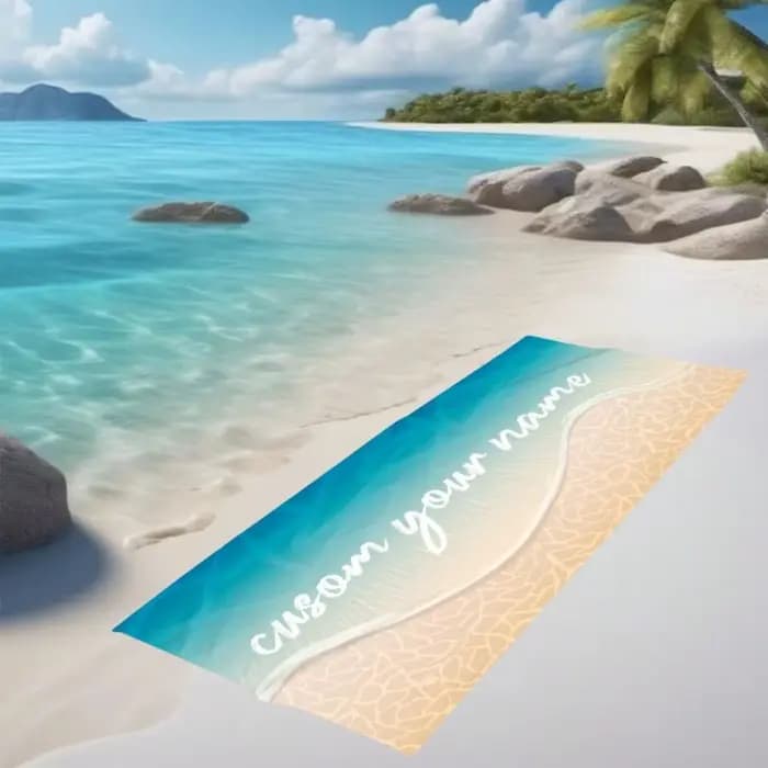 Eau de mer nom personnalisé serviettes de plage côté de mer serviette personnalisée piscine vacances cadeaux