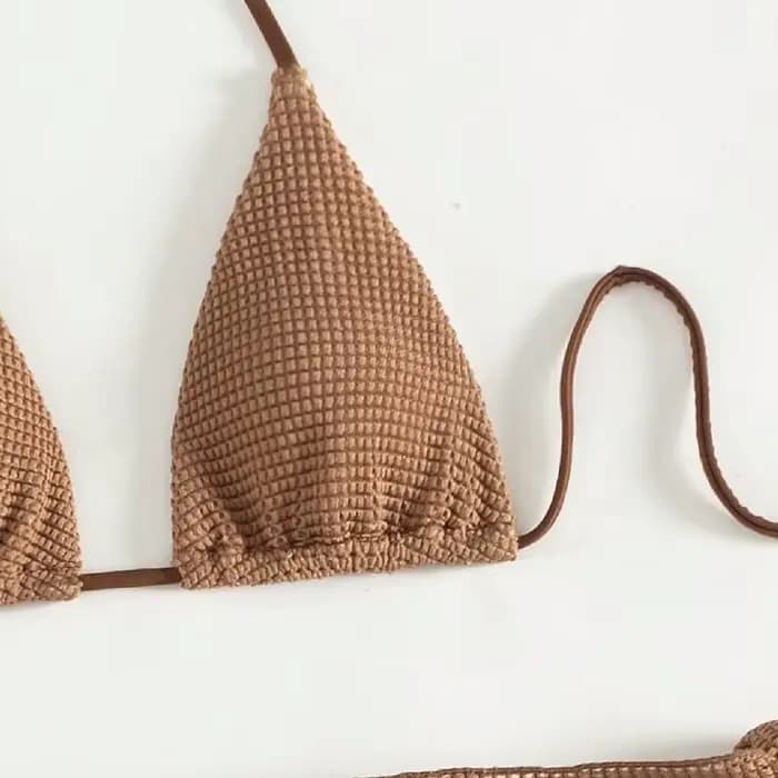 Sexy marron Bikini ensemble 2025 femmes licou Push Up soutien-gorge jupe 3 pièces maillot de bain été