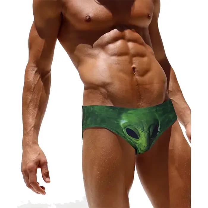Maillot de bain vert imprimé tête de mort pour homme, slip de bain, Bikini, vêtements de plage