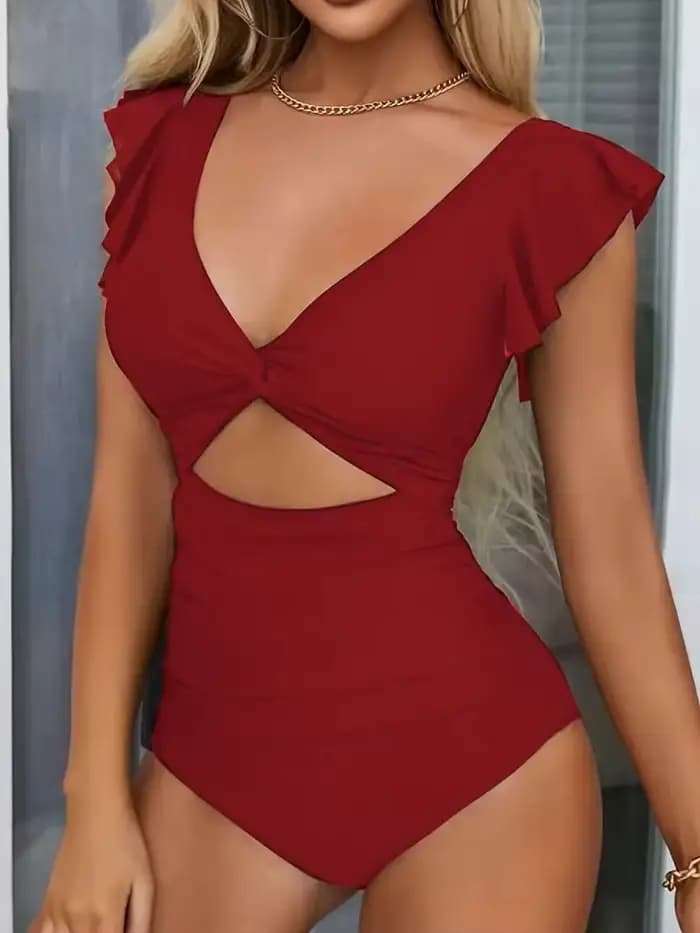 Maillot de bain une pièce en maille contrastée