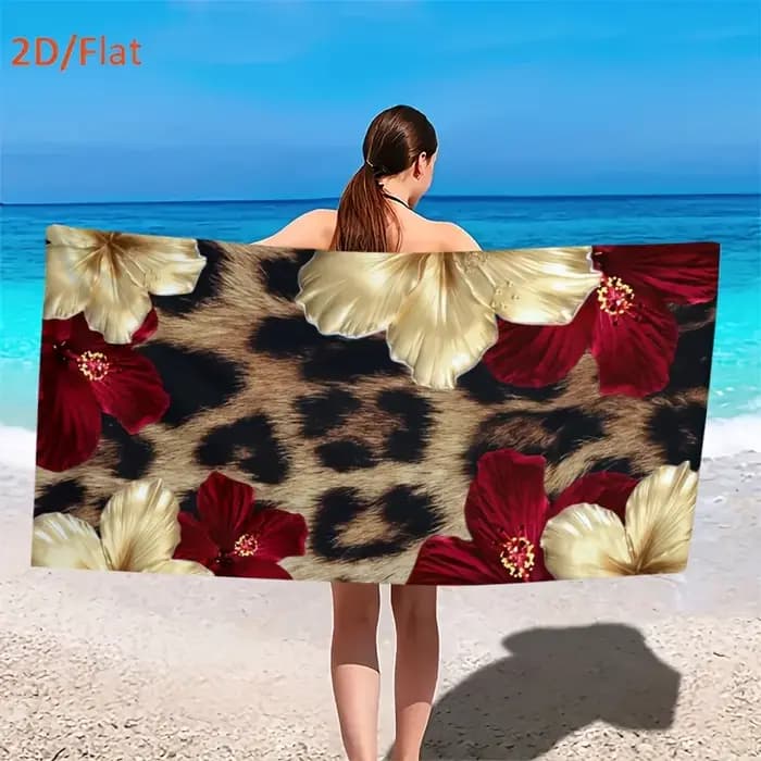 1 serviette de plage à imprimé léopard néon, adaptée au yoga, à la natation, au camping, aux grandes serviettes de bain, aux accessoires de voyage essentiels