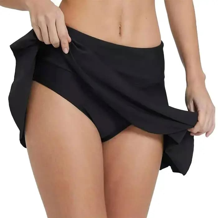 Jupe de natation taille haute en tissu double couche avec fentes latérales