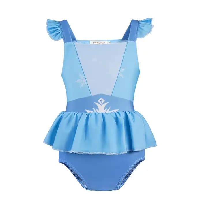 Maillot de bain bleu Elsa Anna pour filles, avec jupe, maillot de bain princesse, doux et respirant, vêtements de plage d'été pour enfants de 2 à 10 ans