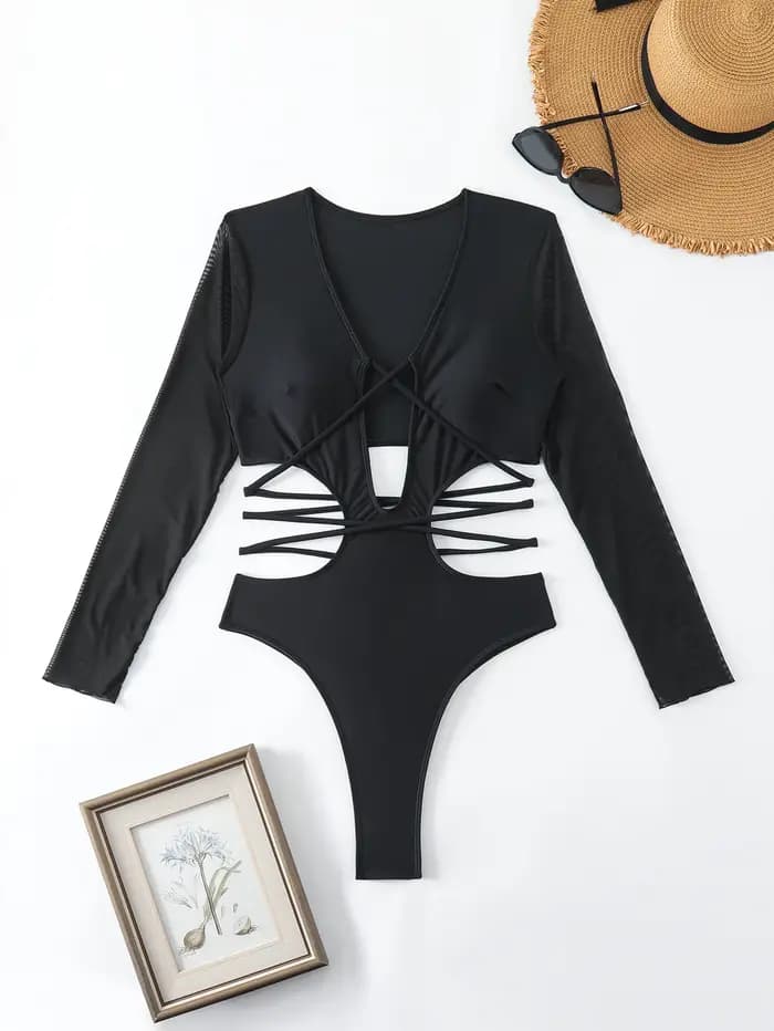 Femmes une pièce maillot de bain à manches longues maillots