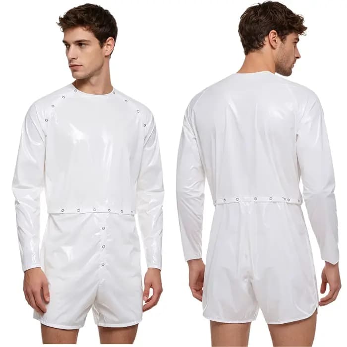 Combinaison de bain une pièce pour homme, effet sauna, avec short boxer amovible, brillante, impermé