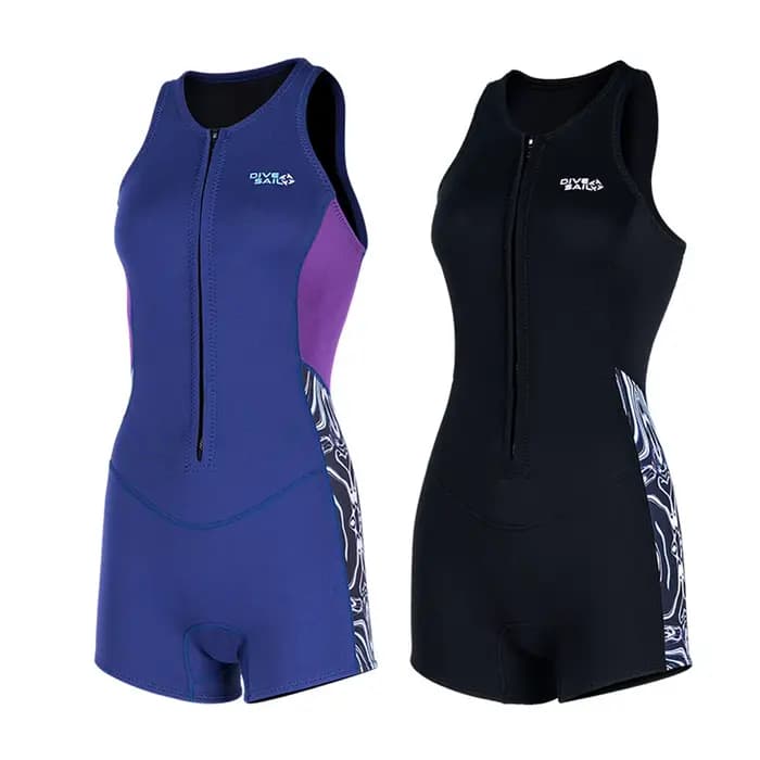 Combinaison une pièce pour femmes, maillot de bain une pièce en néoprène de 2mm, combinaison courte de plongée avec devant pour la natation et la plongée