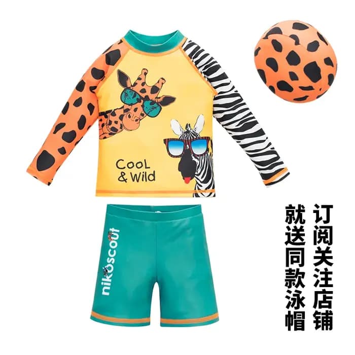 Bas de maillot de bain pour enfants bébé Orange garçon 10 ans printemps chaud à manches longues protection solaire fendue séchage rapide maillot de bain pour enfants moyens et grands