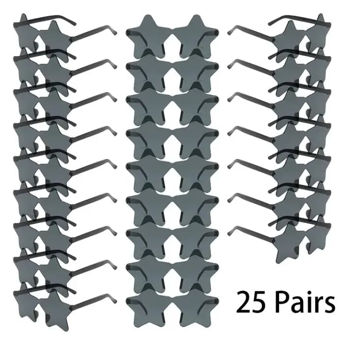25 paires de lunettes de soleil sans bords en forme d'étoile pour hommes