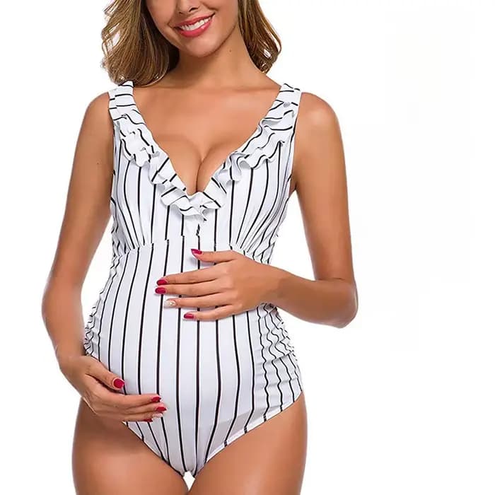 Maillot de bain une pièce taille haute pour femme en nylon avec coussinet de poitrine sans armatures pour la natation