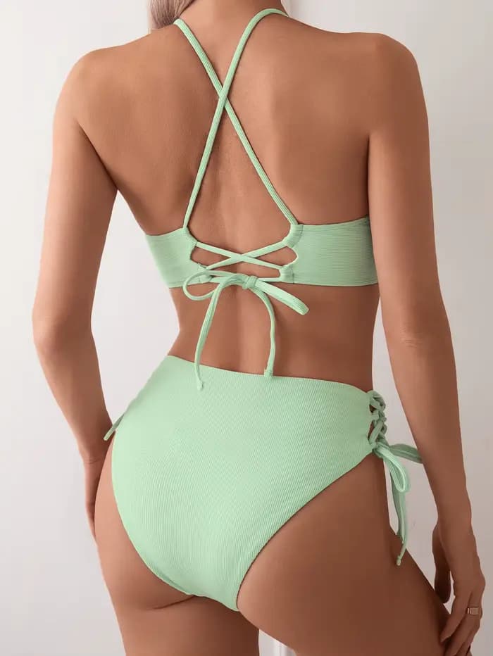 Cikini-ensemble bikini fendu à col en V pour femme