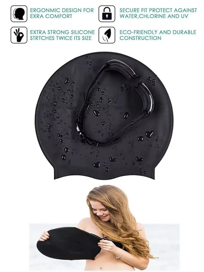Bonnet de bain surdimensionné à cheveux longs, bonnet de bain en Silicone imperméable adapté aux femmes, hommes, tresses, tresses, Afros, 1 pièce